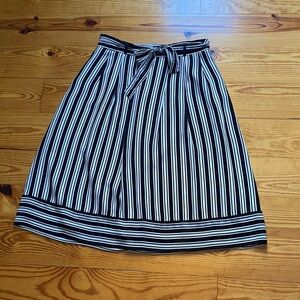 Banana Republic Black and White Striped A-Line Skirt With Bow